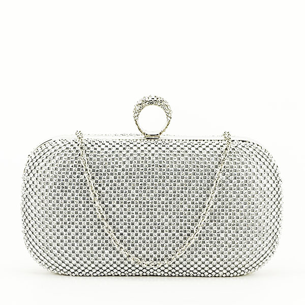 Geanta clutch cu pietricele B-BFL-1061 05 argintiu Argintiu