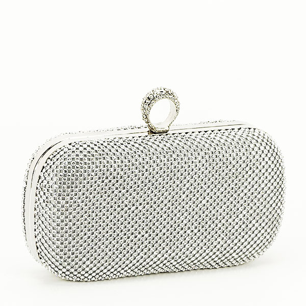 Geanta clutch cu pietricele B-BFL-1061 05 argintiu Argintiu