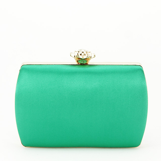 Clutch decorat cu brosa B-BRS-210 06 Verde Verde