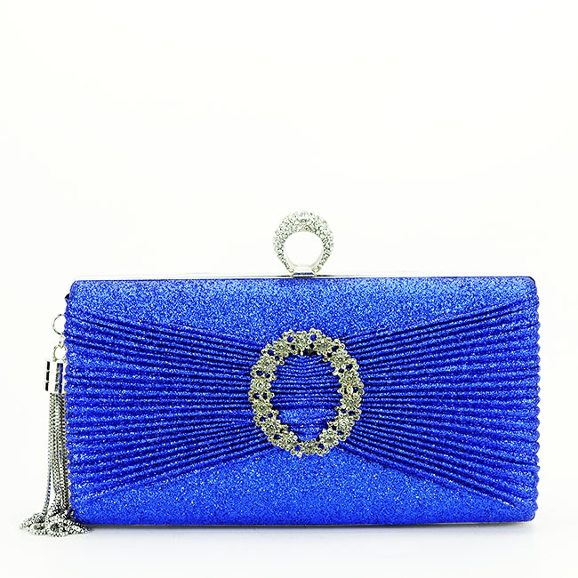 Geanta clutch albastru cu brosa B-BYH8815 05 Albastru