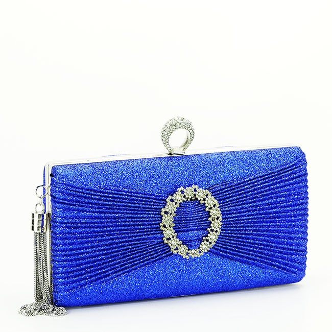 Geanta clutch albastru cu brosa B-BYH8815 05 Albastru