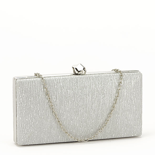 Geanta clutch argintie cu sclipici B-BYH809 -06 Argintiu