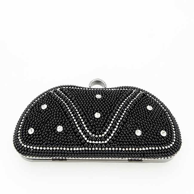 Clutch elegant cu perle B-BME-22732 05 Negru Negru