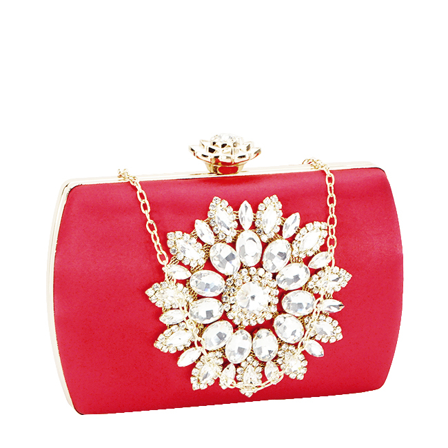 Clutch elegant cu brosa B-BRS-210 06 Rosu Rosu