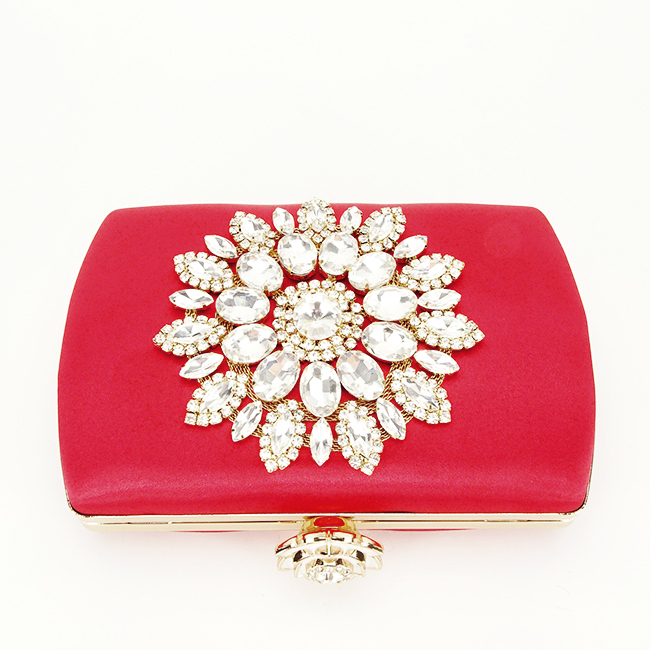 Clutch elegant cu brosa B-BRS-210 06 Rosu Rosu