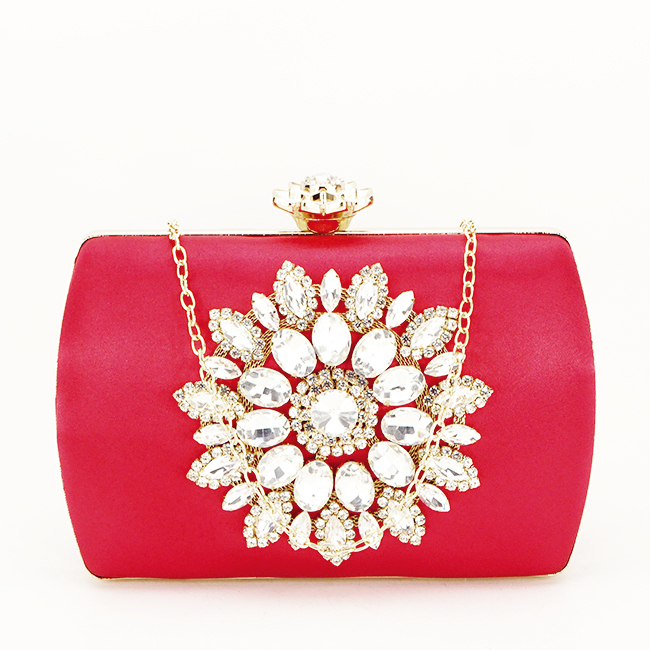 Clutch elegant cu brosa B-BRS-210 06 Rosu Rosu
