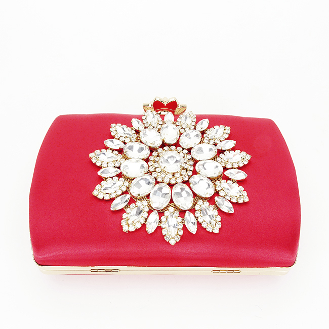 Clutch elegant cu brosa B-BRS-210 06 Rosu Rosu