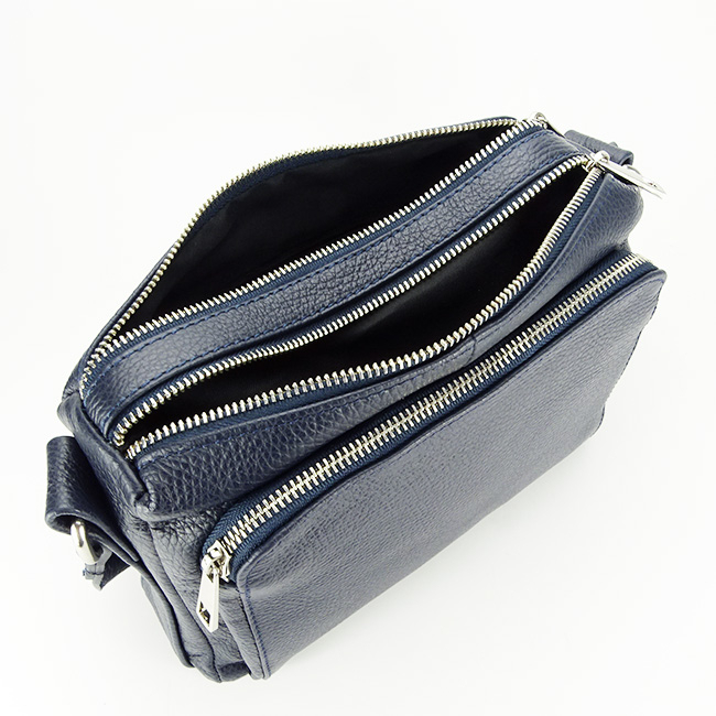 Geanta crossbody din piele naturala B-8981 124 Bleumarin inchis Bleumarin