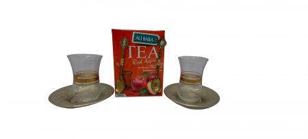 Set ceai turcesc Ali Baba, 100 gr cu arome, 2 pahare, farfurii si lingurite metalice [2]