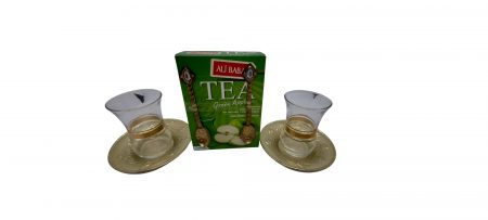Set ceai turcesc Ali Baba, 100 gr cu arome, 2 pahare, farfurii si lingurite metalice [5]