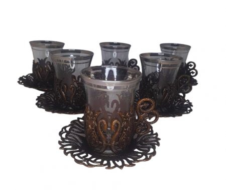 Set 6 cesti ceai , model turcesc, sticla/metal [1]