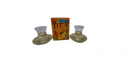 Set ceai turcesc Ali Baba, 100 gr cu arome, 2 pahare, farfurii si lingurite metalice [7]