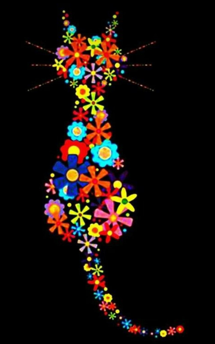 Magnet / Martisor Pisica colorata 10 x 7 cm [1]