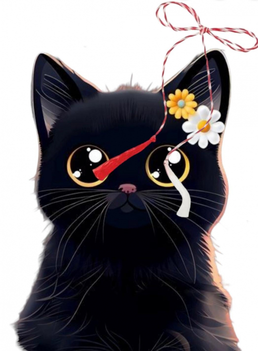 Martisor magnet model Pisic negru 10 x 7 cm [1]