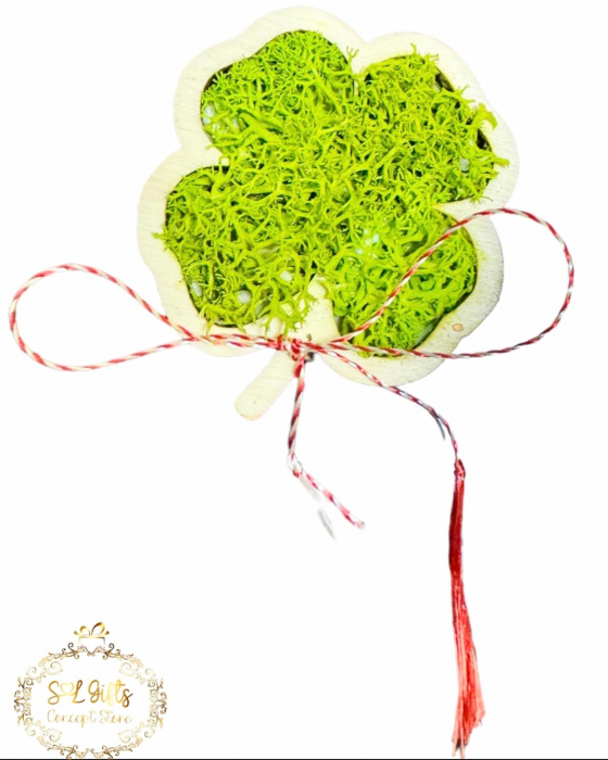 Martisor Trifoi cu patru foi cu licheni stabilizati Hand-Made [1]