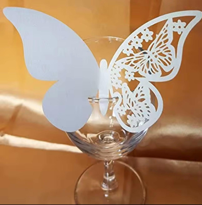 Fluturi decorativi pentru pahare – place card elegant pentru nunta, botez, evenimente speciale [3]