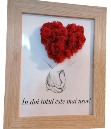 Toate produsele - Rama / Tablou Cuplu tinandu-se de mana - Licheni