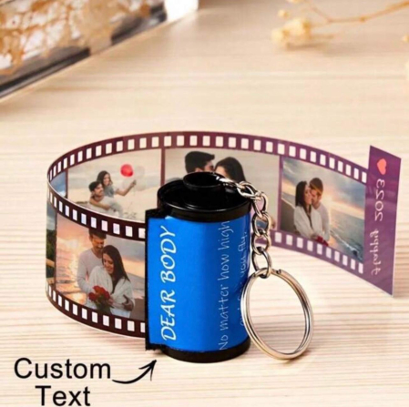 Cadou personalizat film foto – breloc cu poze si text pentru nunta, botez, aniversare [2]