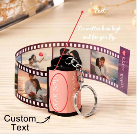 Cadou personalizat film foto – breloc cu poze si text pentru nunta, botez, aniversare [1]