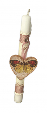 Lumanari parfumate - Lumanare Hand Made ornata cu Inima Lemn 30 x 10 cm