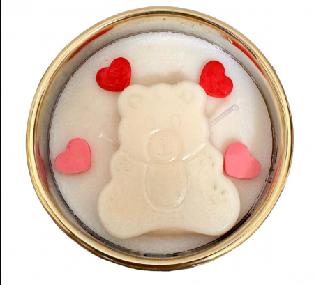 Toate produsele - Lumanare Hand made parfumata cu ursulet si inimioare H9xD11cm