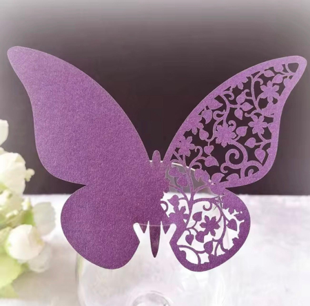 Marturii / Invitatii - Fluturi decorativi pentru pahare – place card elegant pentru nunta, botez, evenimente speciale