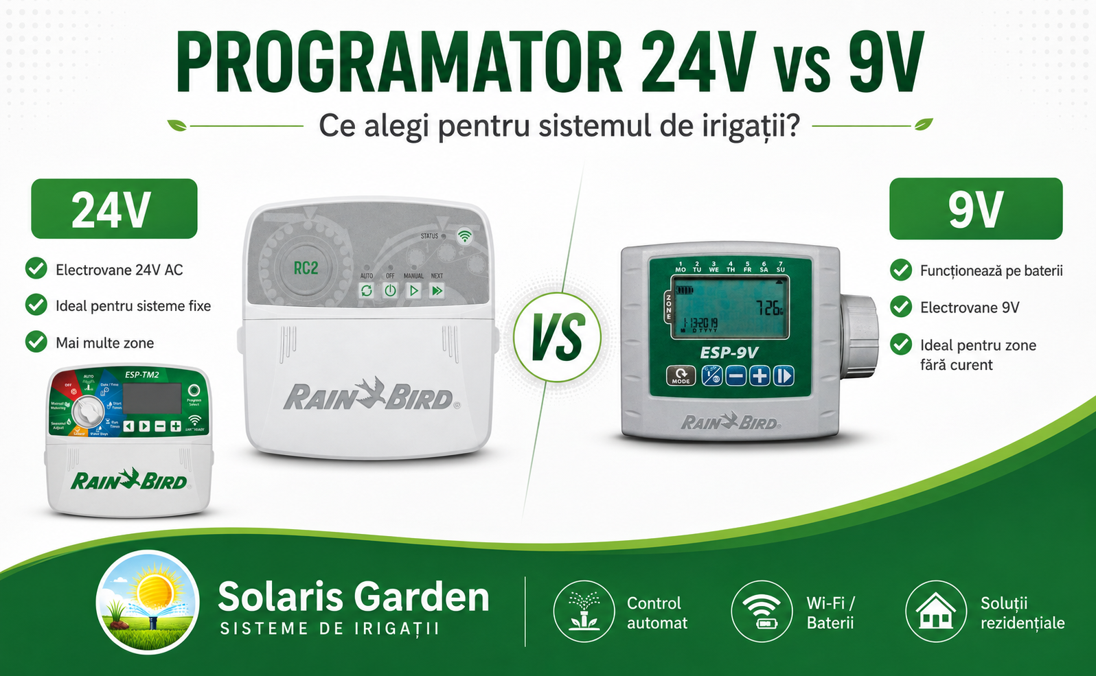 Programator 24V vs 9V: ce alegi pentru sistemul de irigații?