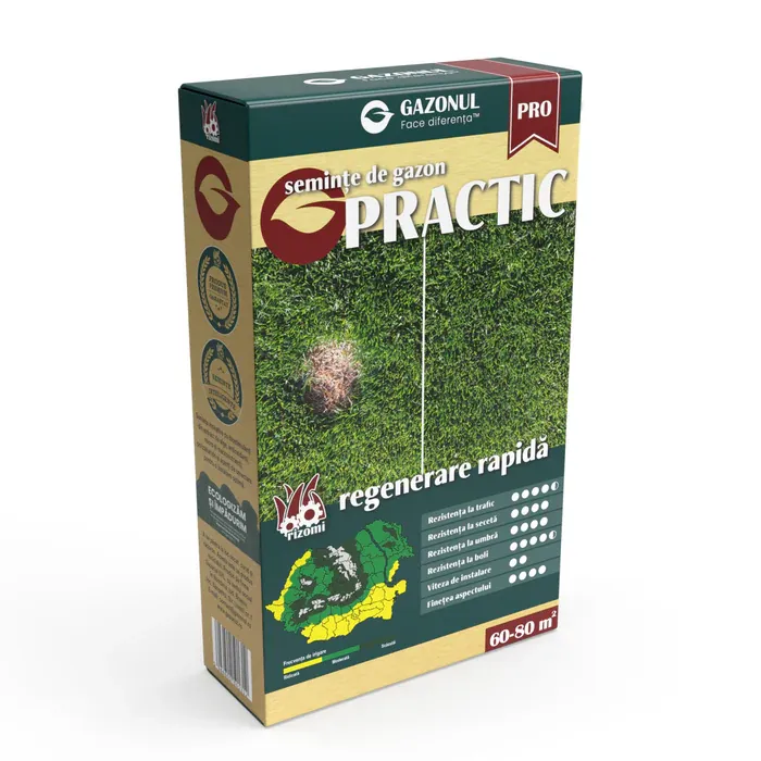 Semințe gazon - seminte gazon practic regenerare rapida 750g 60-80mp solaris garden