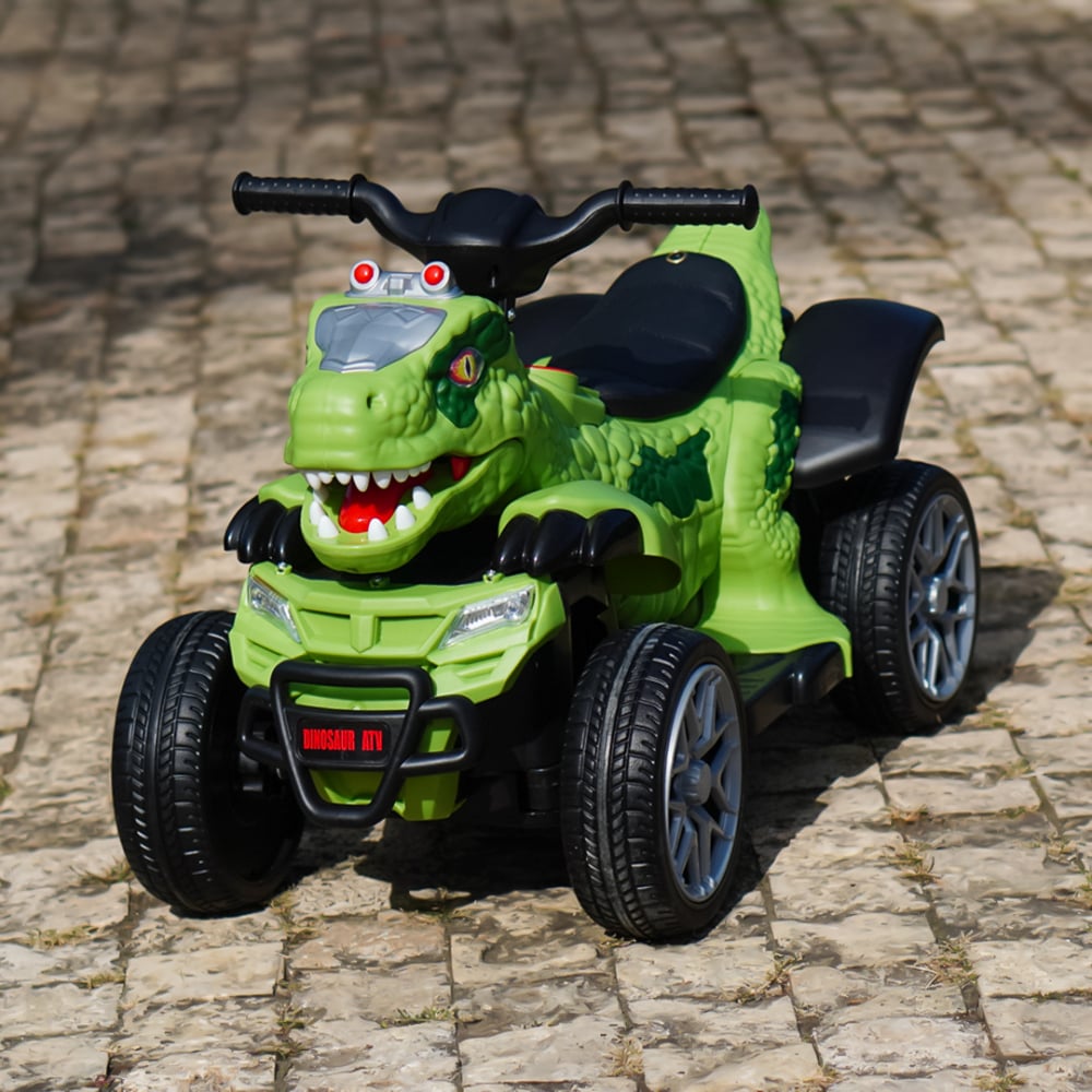 Ride-on Electric ATV T-REX Dinosaur for Kids, 35W 6V, Premium – green [8]