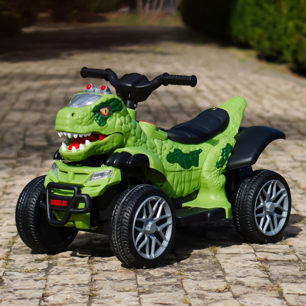 Ride-on Electric ATV T-REX Dinosaur for Kids, 35W 6V, Premium – green [7]