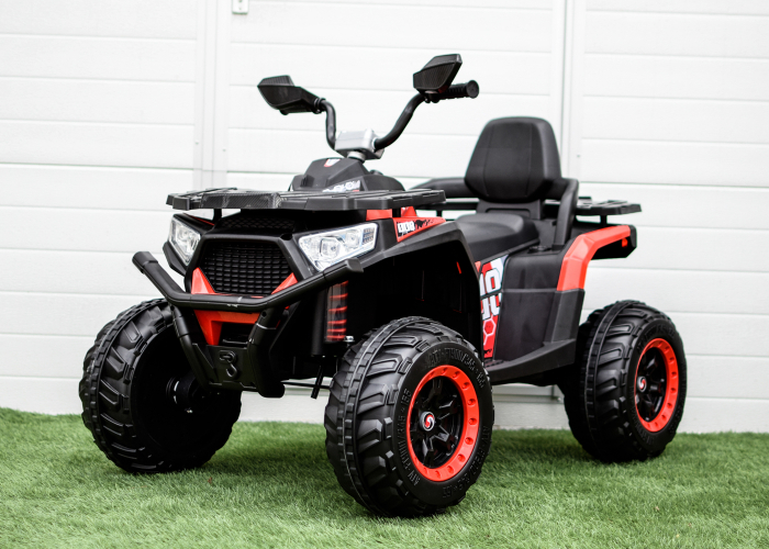 Ride-on electric ATV for kids SuperOffroad, 4x4, 140W 12V, RC, music player, red [2]