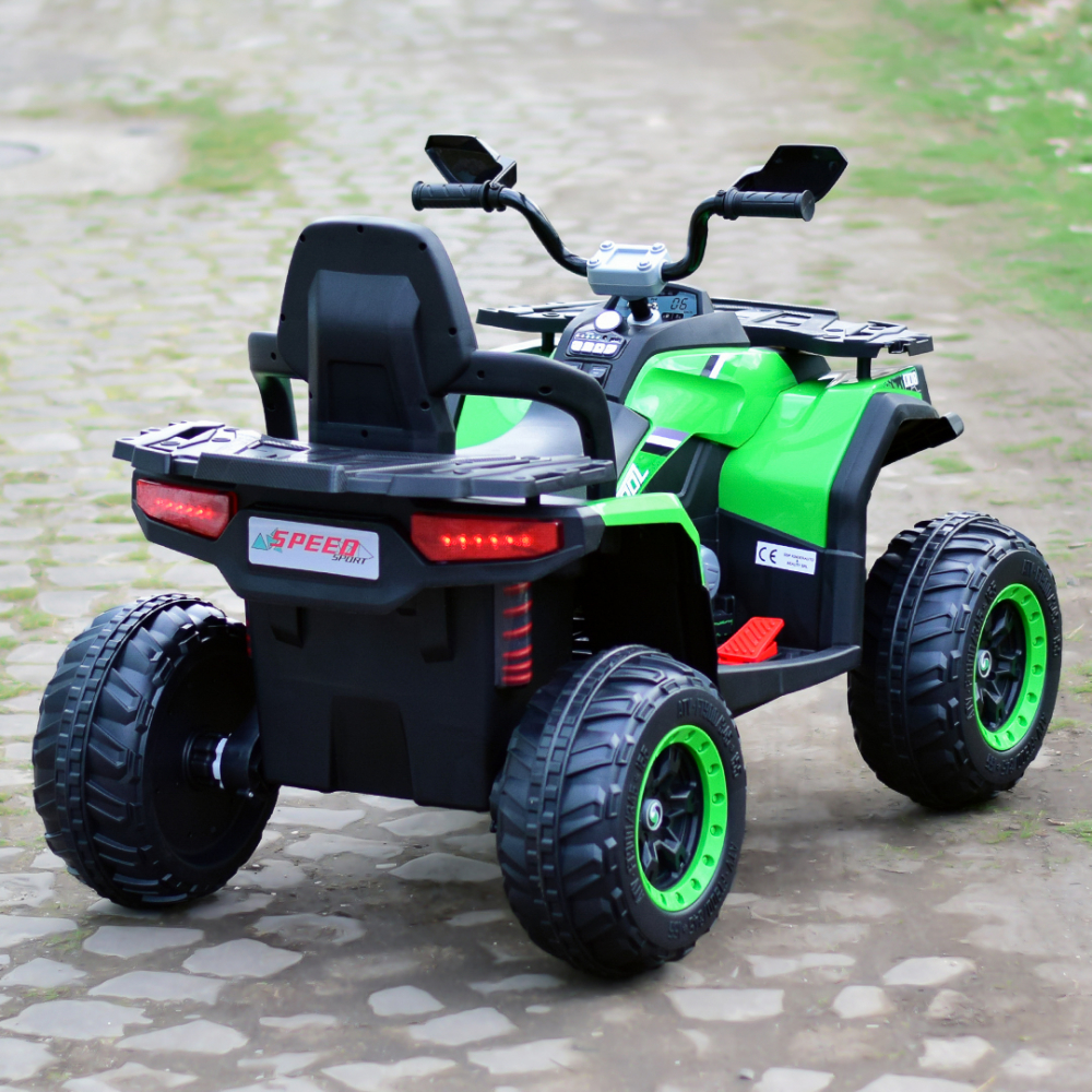 Ride-on electric ATV for kids SuperOffroad, 4x4, 140W 12V, RC, music player, green [8]