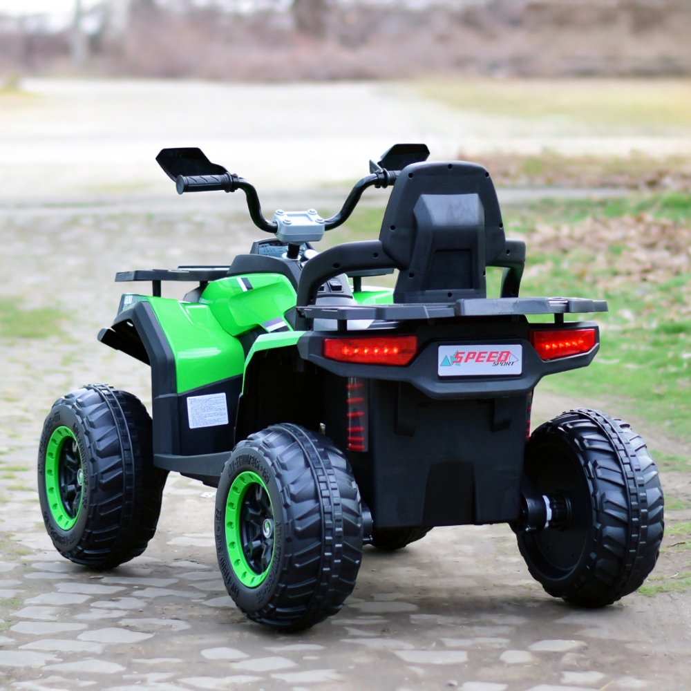 Ride-on electric ATV for kids SuperOffroad, 4x4, 140W 12V, RC, music player, green [10]