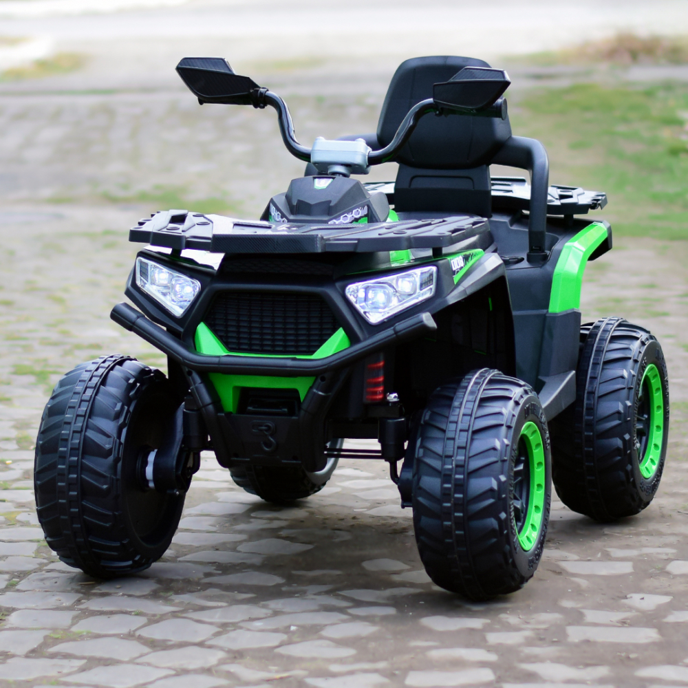 Ride-on electric ATV for kids SuperOffroad, 4x4, 140W 12V, RC, music player, green [2]