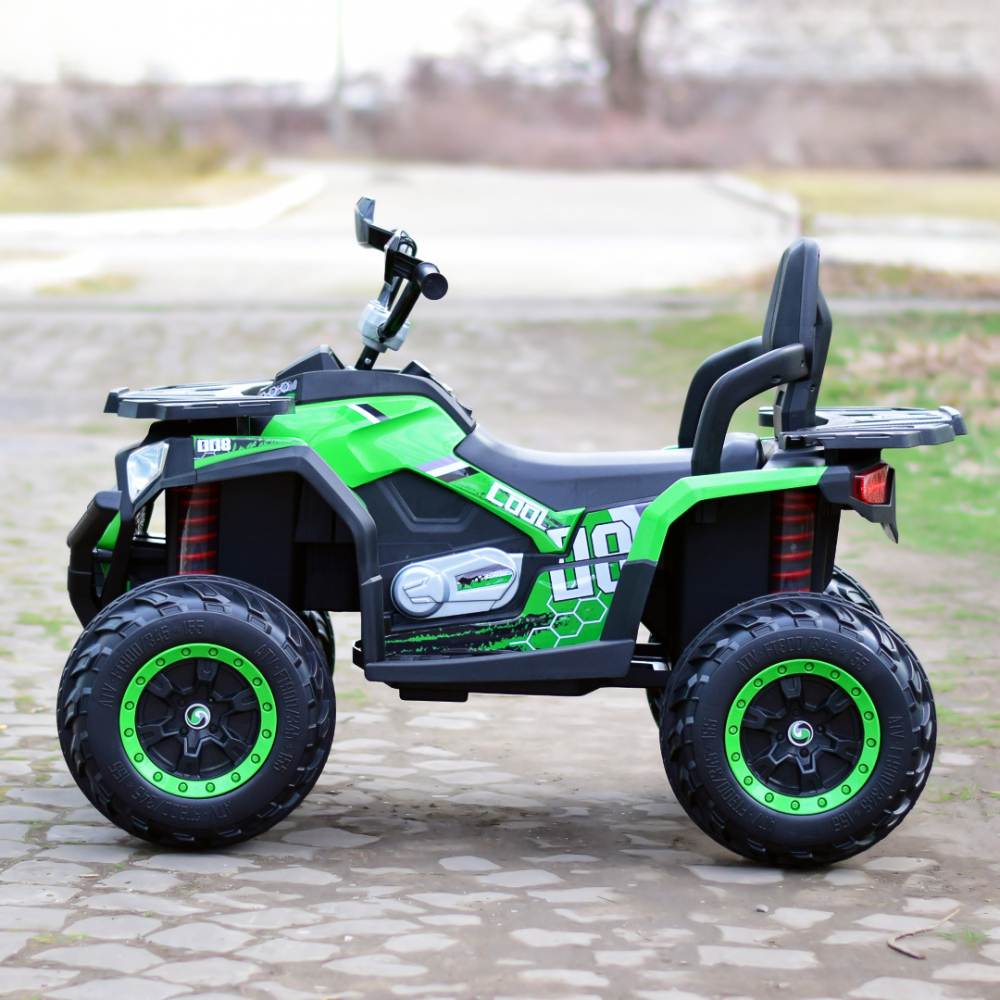 Ride-on electric ATV for kids SuperOffroad, 4x4, 140W 12V, RC, music player, green [11]