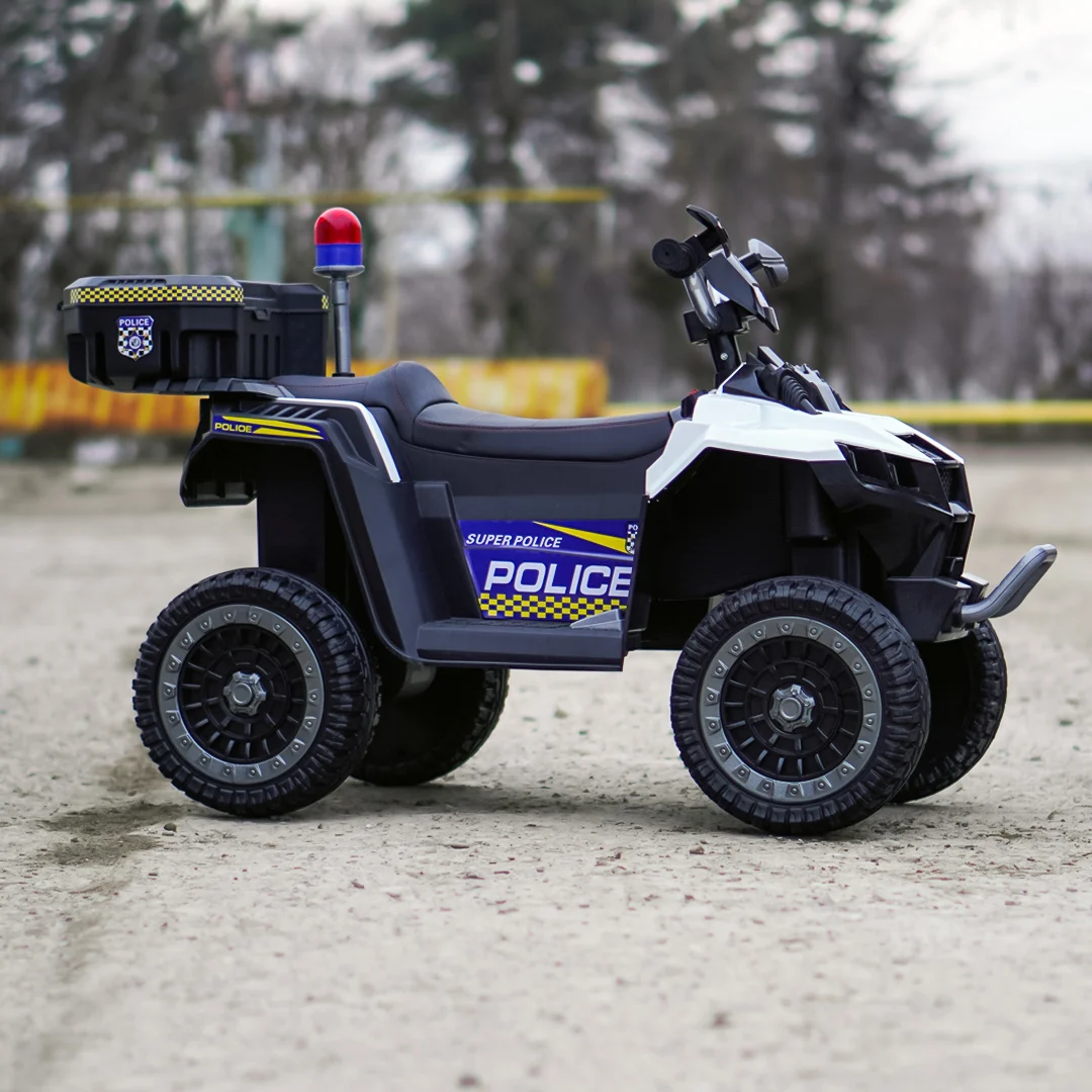 ATV electric copii Police, 80W, 12V 7Ah, echipare premium, alb [9]