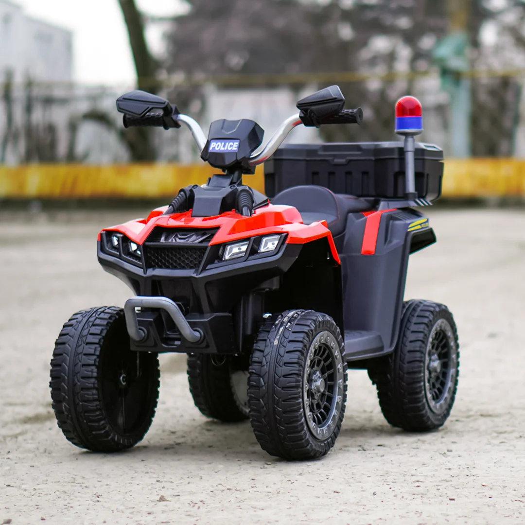 ATV electric copii Police, 80W, 12V 7Ah, echipare premium, rosu [2]