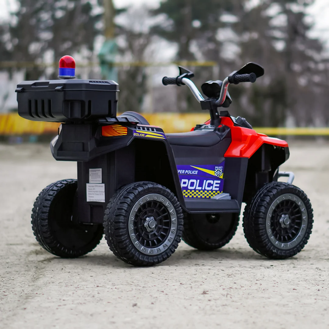 ATV electric copii Police, 80W, 12V 7Ah, echipare premium, rosu [5]