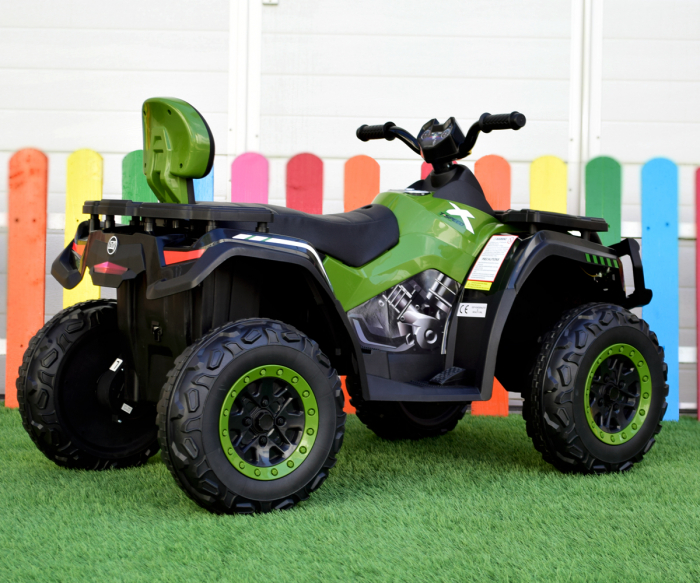 Children's electric ATV, BJX615 100W 12V, leather seat, Army Green [4]