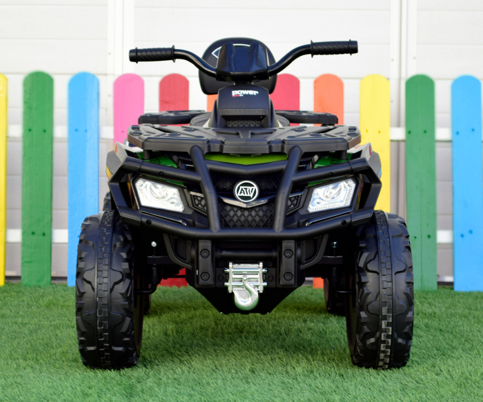 Children's electric ATV, BJX615 100W 12V, leather seat, Army Green [3]