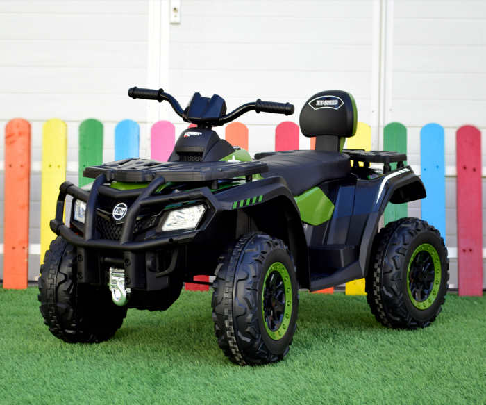 Children's electric ATV, BJX615 100W 12V, leather seat, Army Green [1]