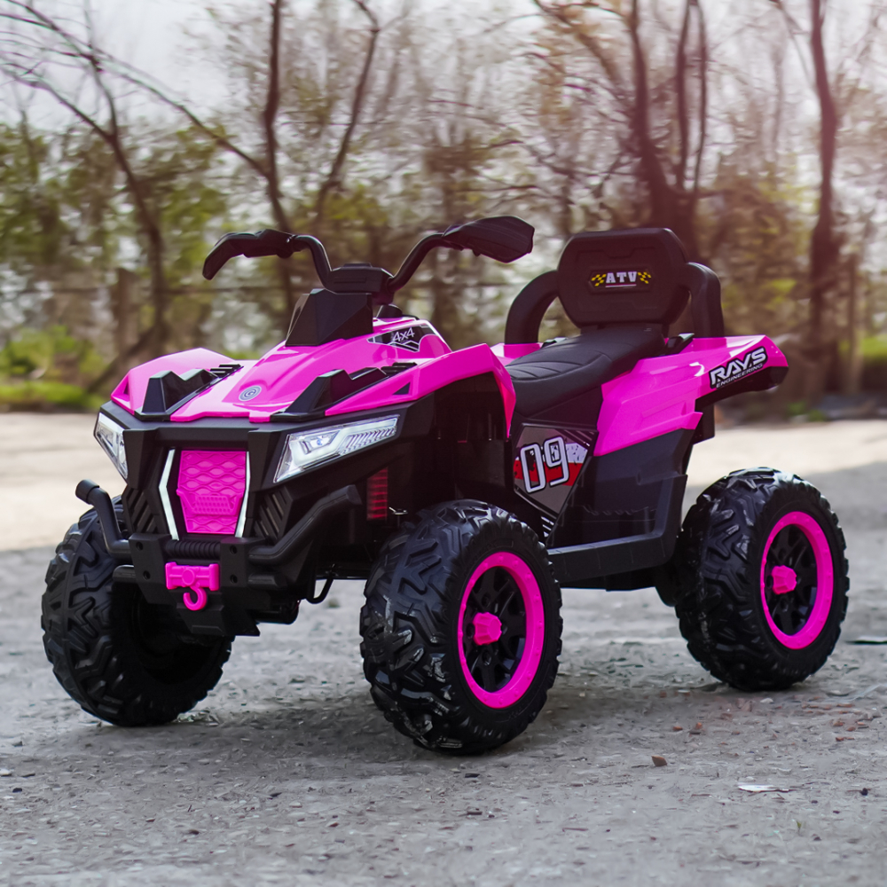 ATV electric pentru copii, 2 locuri, SuperOffroad V2, 4x4, 180W, 12V, 12Ah, premium, roz [2]