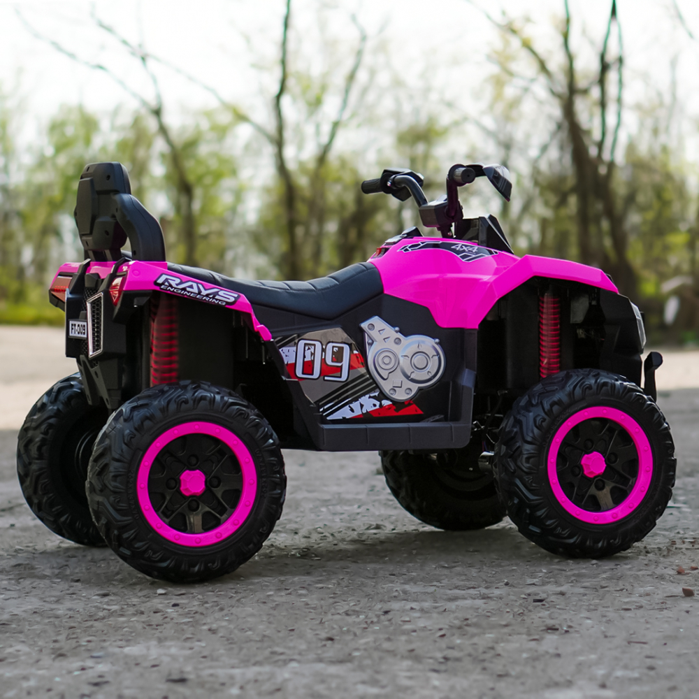 ATV electric pentru copii, 2 locuri, SuperOffroad V2, 4x4, 180W, 12V, 12Ah, premium, roz [7]