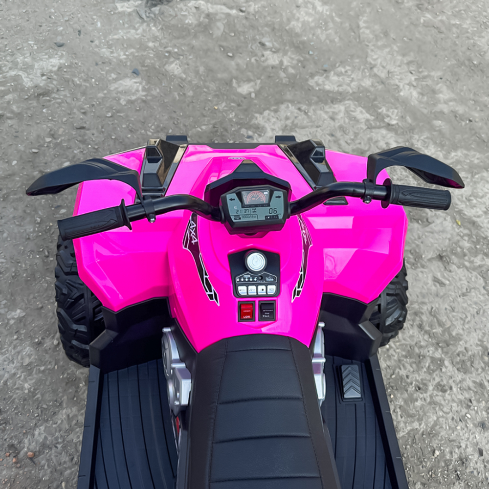 ATV electric pentru copii, 2 locuri, SuperOffroad V2, 4x4, 180W, 12V, 12Ah, premium, roz [16]