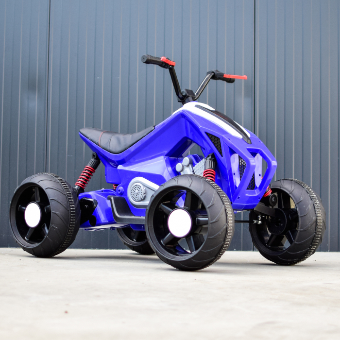 ATV electric pentru copii BJ718, 90W 12V, cu scaun tapitat, albastru [10]