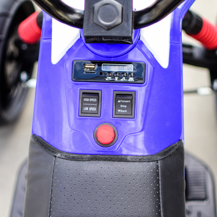ATV electric pentru copii BJ718, 90W 12V, cu scaun tapitat, albastru [13]