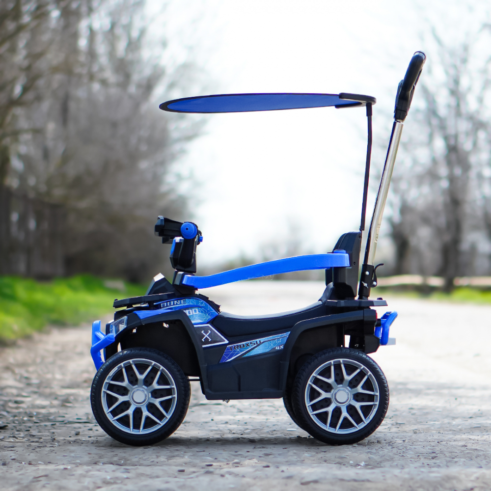 3 in 1 Electric ride-on ATV for children with handle, 30W 6V, EVA wheels, eco leather seat, premium equipped, blue [5]