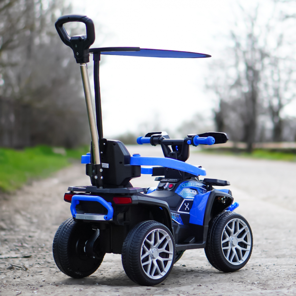 3 in 1 Electric ride-on ATV for children with handle, 30W 6V, EVA wheels, eco leather seat, premium equipped, blue [9]