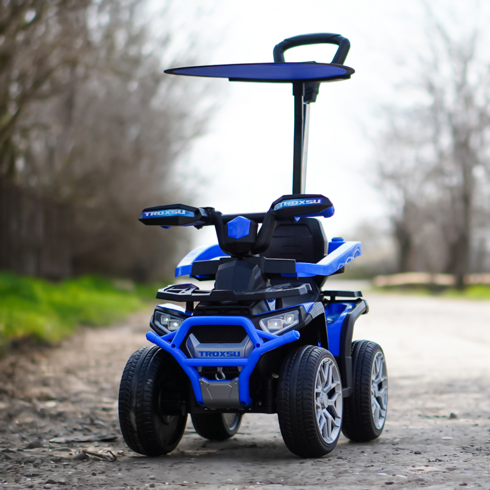 3 in 1 Electric ride-on ATV for children with handle, 30W 6V, EVA wheels, eco leather seat, premium equipped, blue [3]