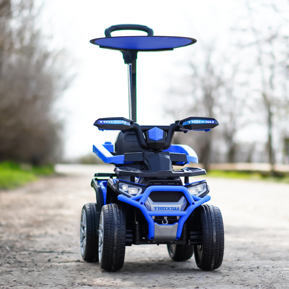 3 in 1 Electric ride-on ATV for children with handle, 30W 6V, EVA wheels, eco leather seat, premium equipped, blue [2]